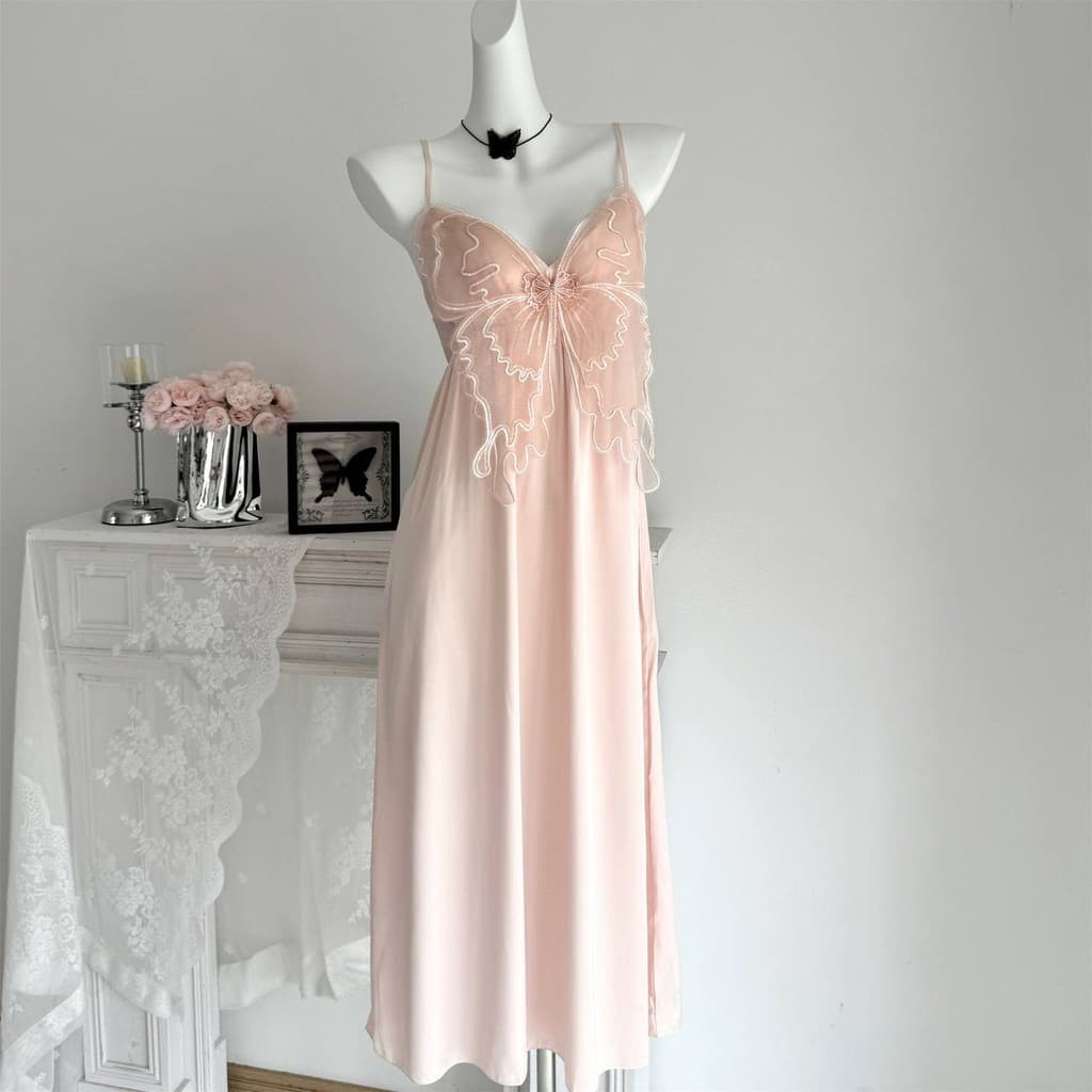 V01Váy lụa bướm dáng dài Guirou