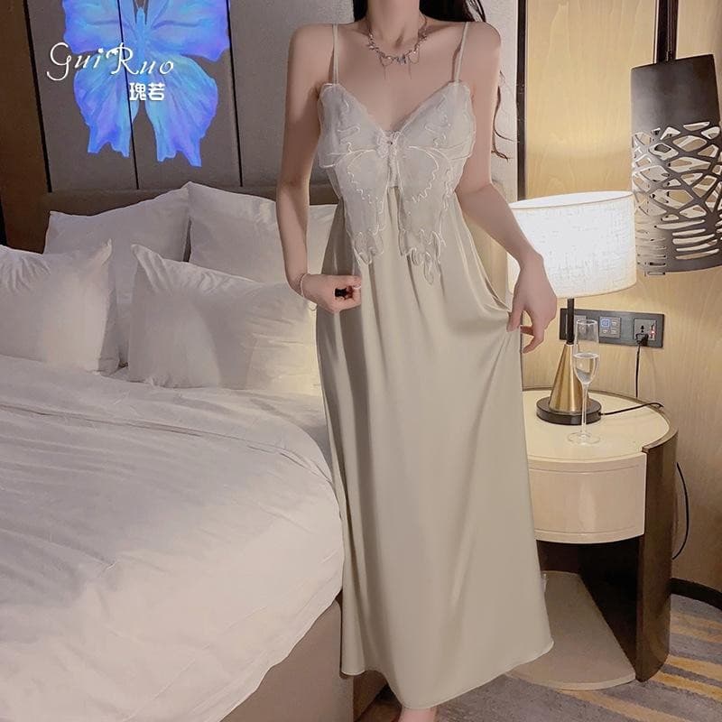 V01Váy lụa bướm dáng dài Guirou