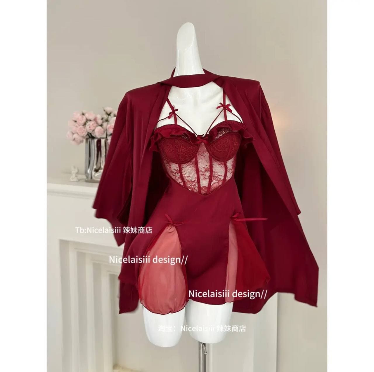 V23 Váy lụa QC Gui đính nơ - có gọng
