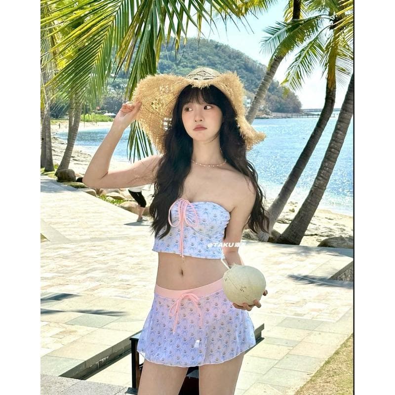 Bi42 - Set Váy bikini 2 mảnh áo cúp ngực Nơ nhí