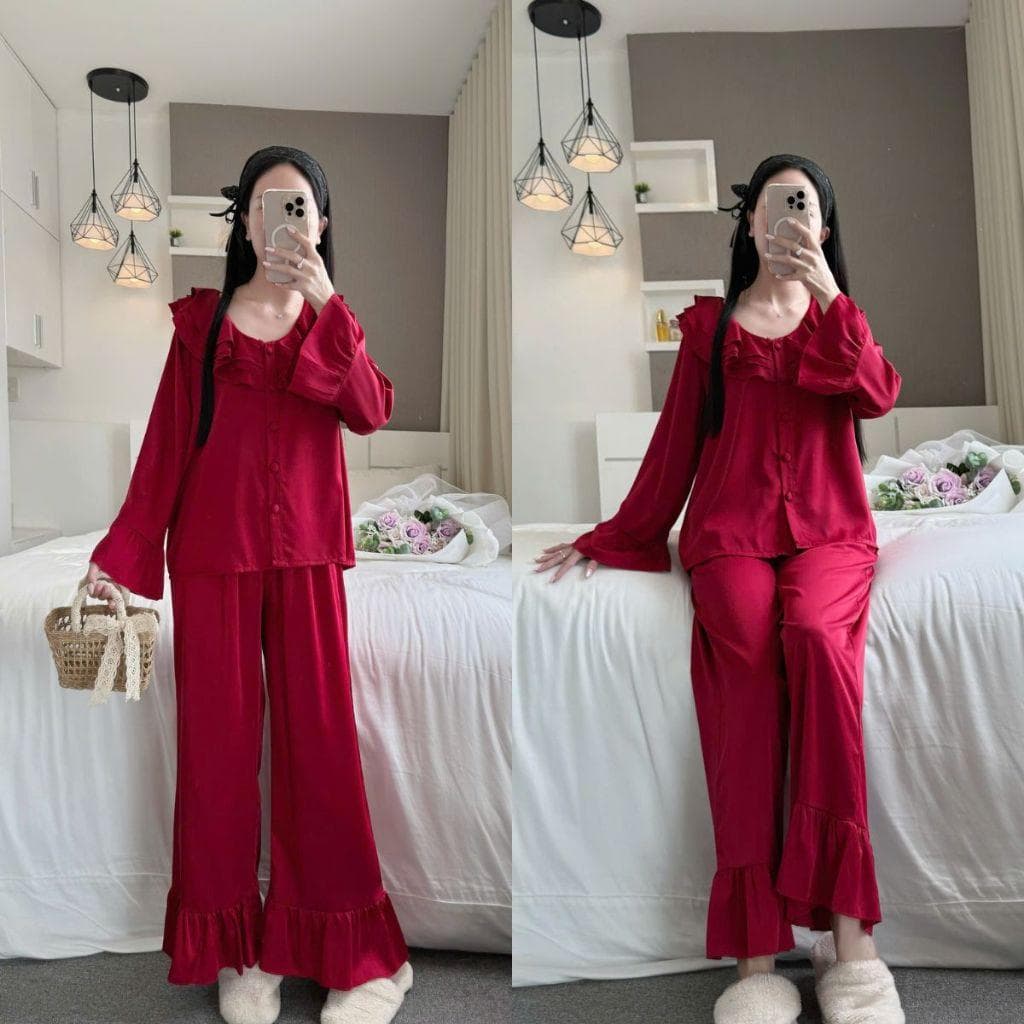 B30 Bộ Ngủ Tiểu Thư Bèo Cổ