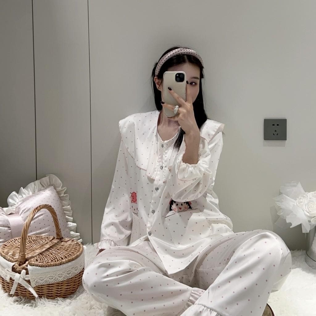 B73 Bộ Lụa Công Chúa Chấm Bi
