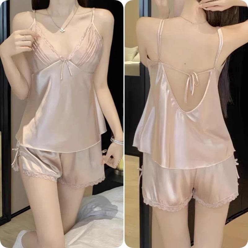 B71 Bộ lụa nơ nhí cột dây tôn dáng QC