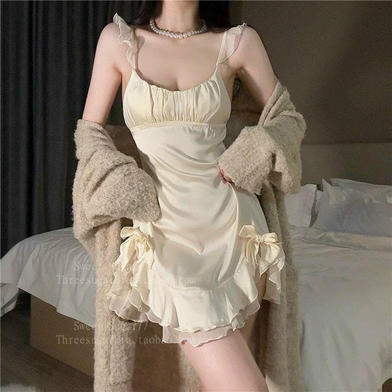 V42 Váy tiểu thư đính nơ QC