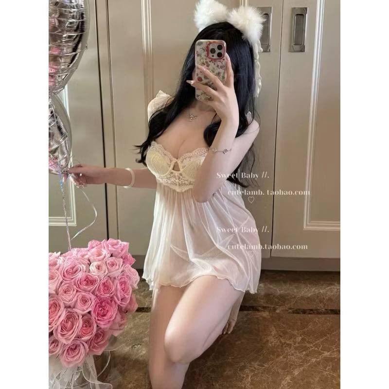 V66 - Váy sexy ren xuyên thấu cúp v1 có GỌNG Mới